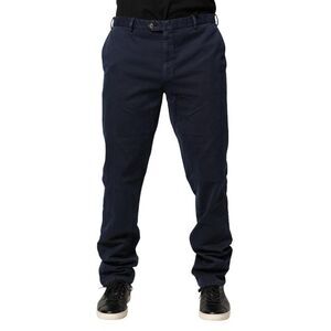 Santaniello Mid Waist Skinny Chino Trouser Pants Men Blue Bottoms